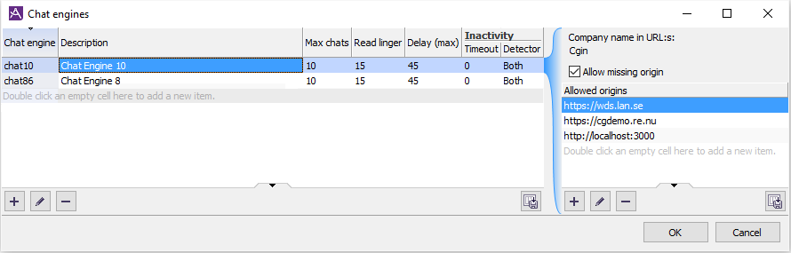 The chat engines window in a single tenant system