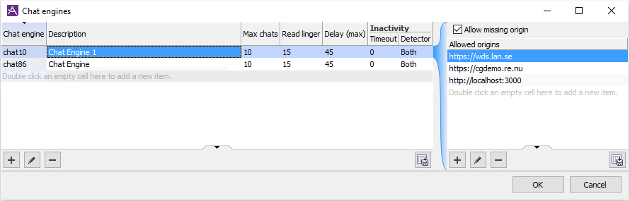 The chat engines window in a single tenant system