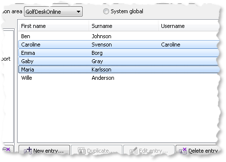 Selecting multiple entries